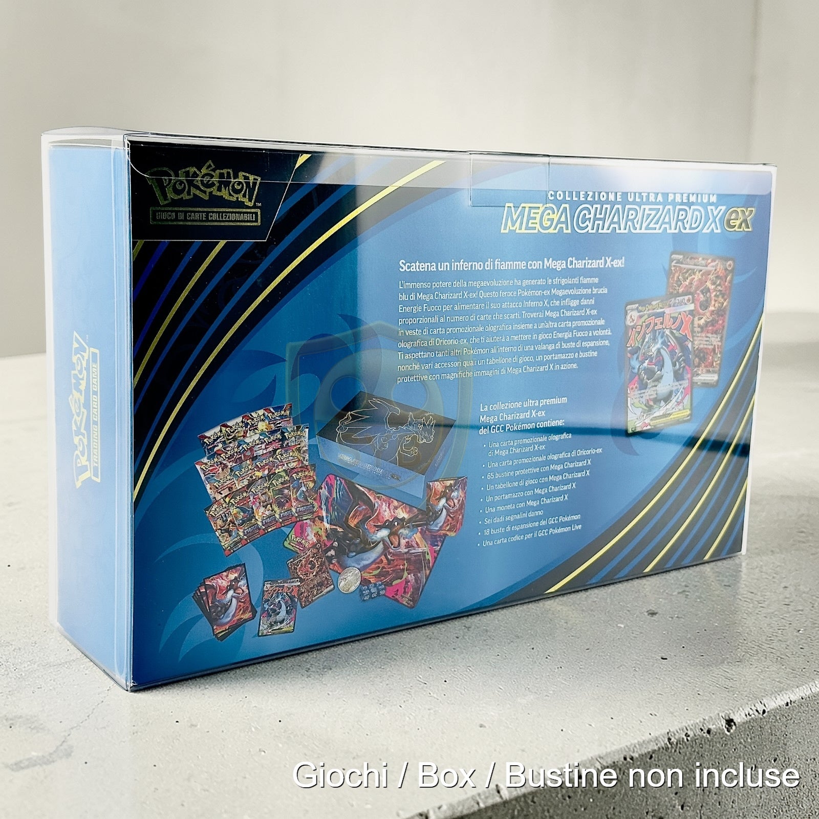 Custodia semi-rigida UPC MegaCharizard X Pokemon Ultra Premium Case-UPC Fiamme Spettrali 151