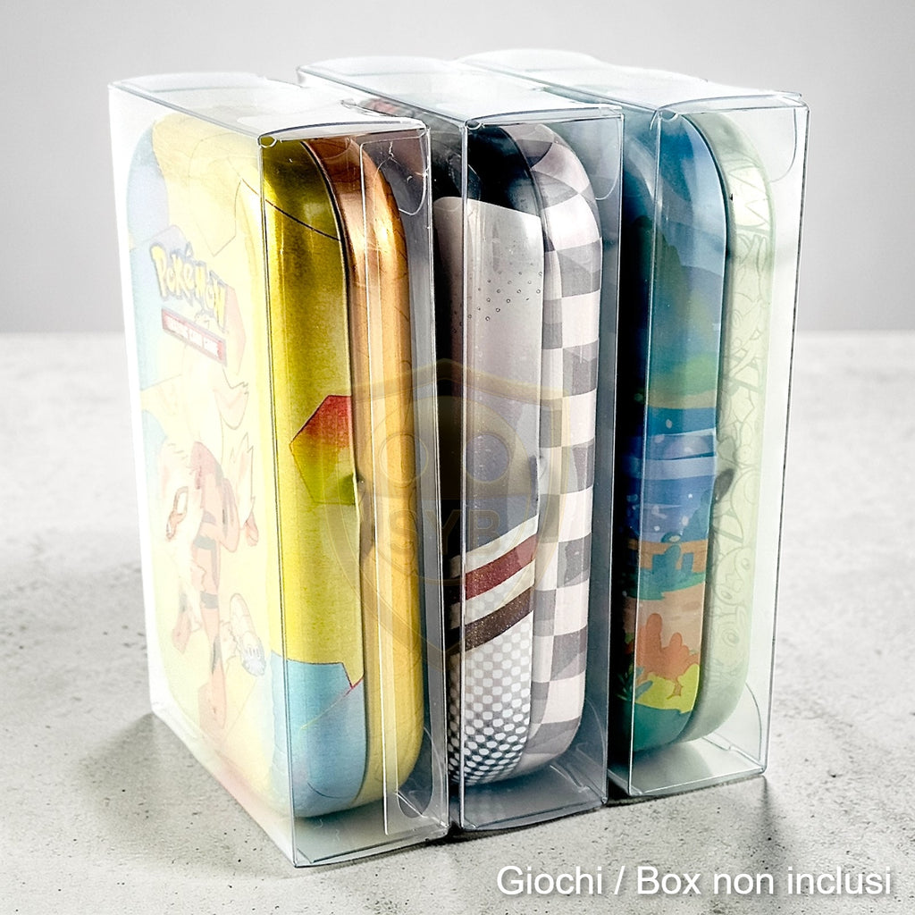 Custodia Mini Tin box pokemon Teca semi-rigida in plastica trasparente
