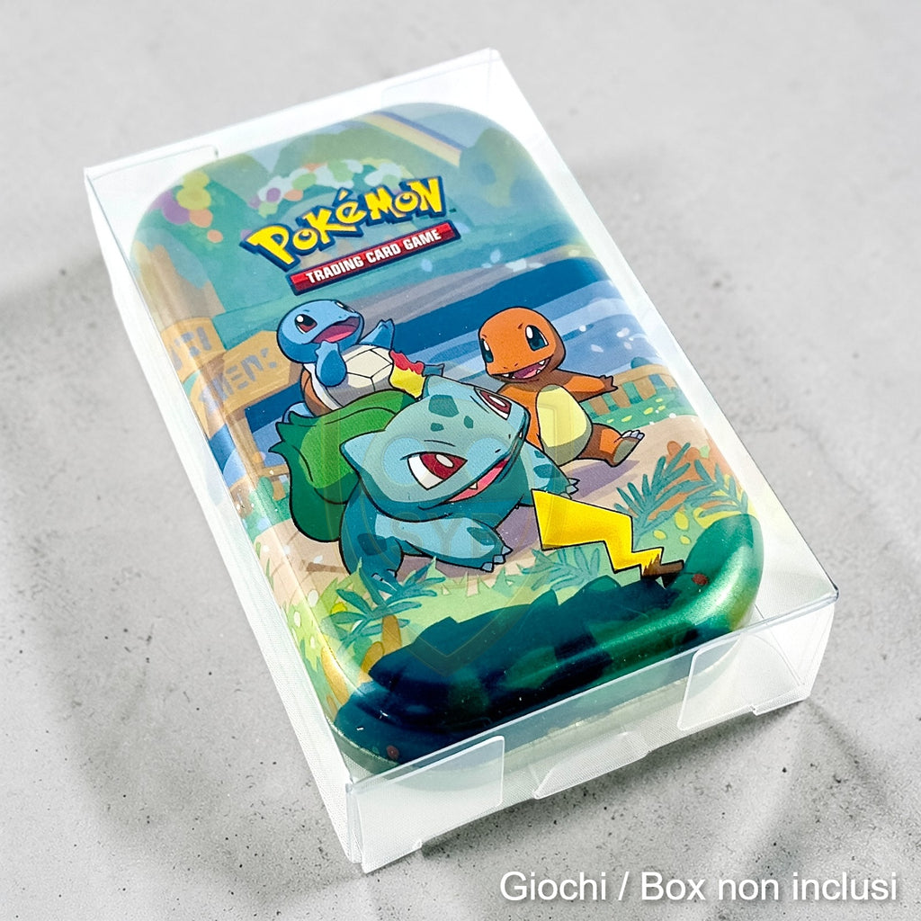 Custodia Mini Tin box pokemon Teca semi-rigida in plastica trasparente