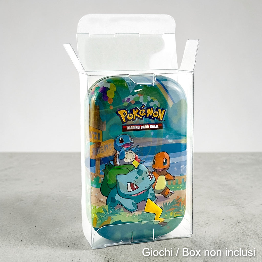 Custodia Mini Tin box pokemon Teca semi-rigida in plastica trasparente