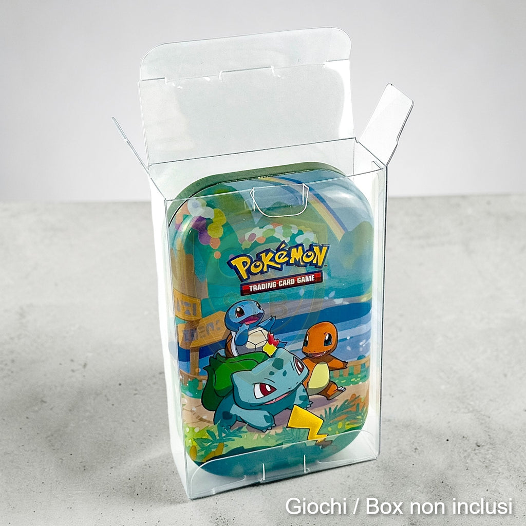 Custodia Mini Tin box pokemon Teca semi-rigida in plastica trasparente