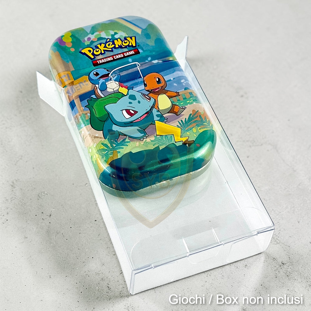 Custodia Mini Tin box pokemon Teca semi-rigida in plastica trasparente