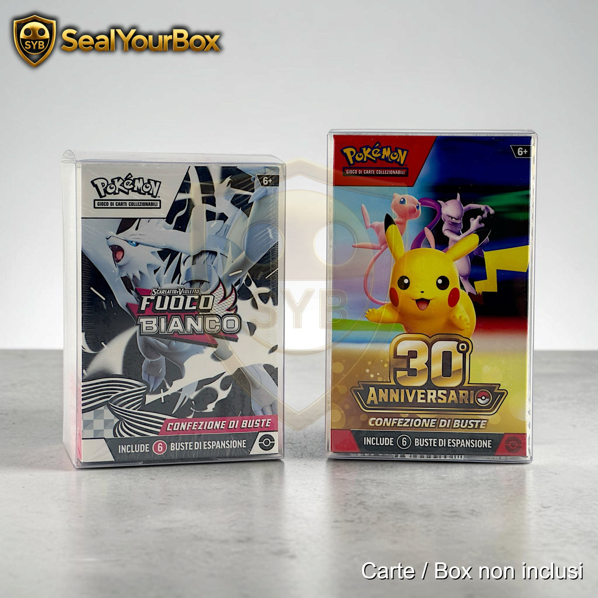 Teca semi-rigida Trasparente per Pokémon Bundle 6 Buste Nuova e Vecchia Vers. Kit Prerelease