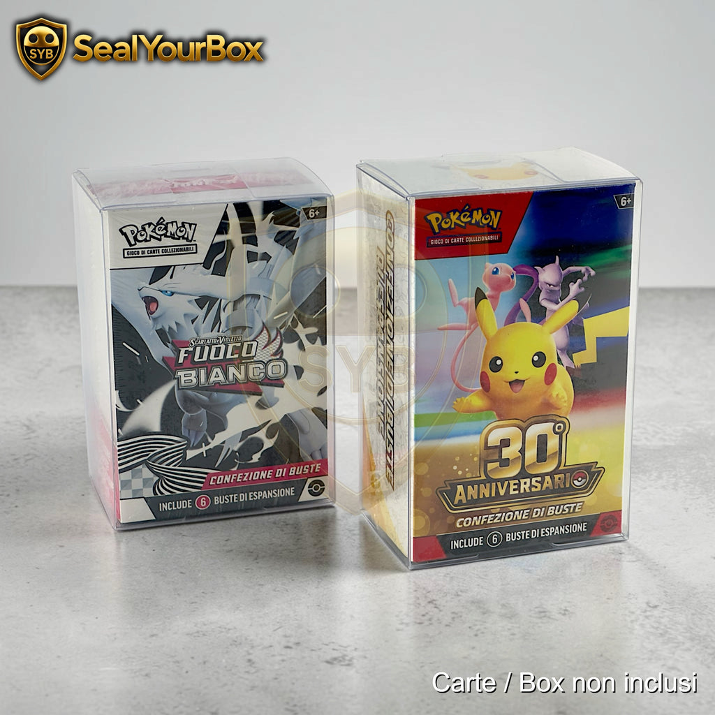 Teca semi-rigida Trasparente per Pokémon Bundle 6 Buste Nuova e Vecchia Vers. Kit Prerelease