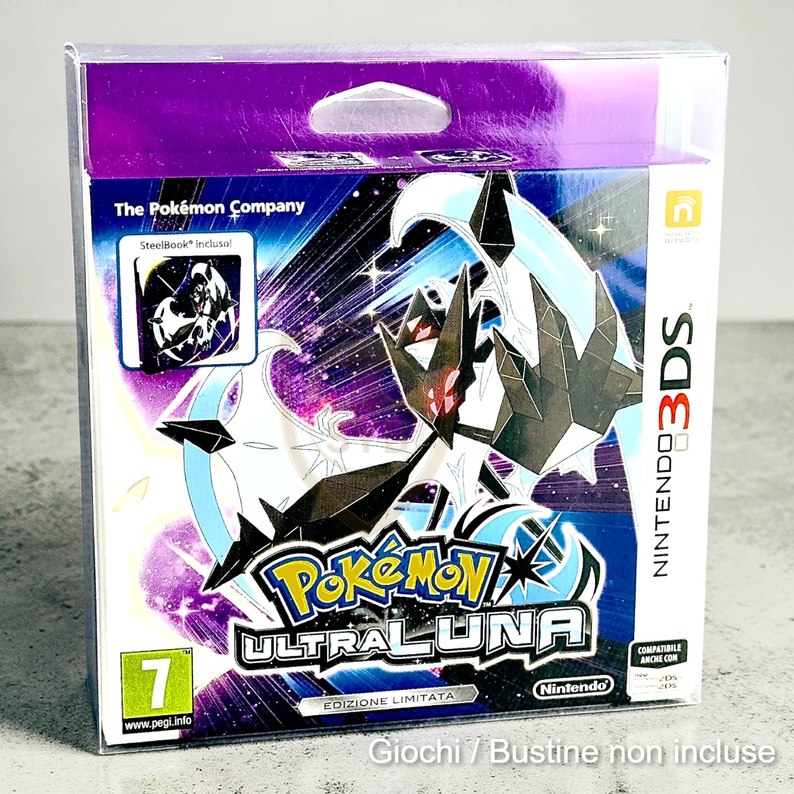 Custodia box steelbook 3ds limited edition semi-rigida pokemon Sole e luna rubino zaffiro