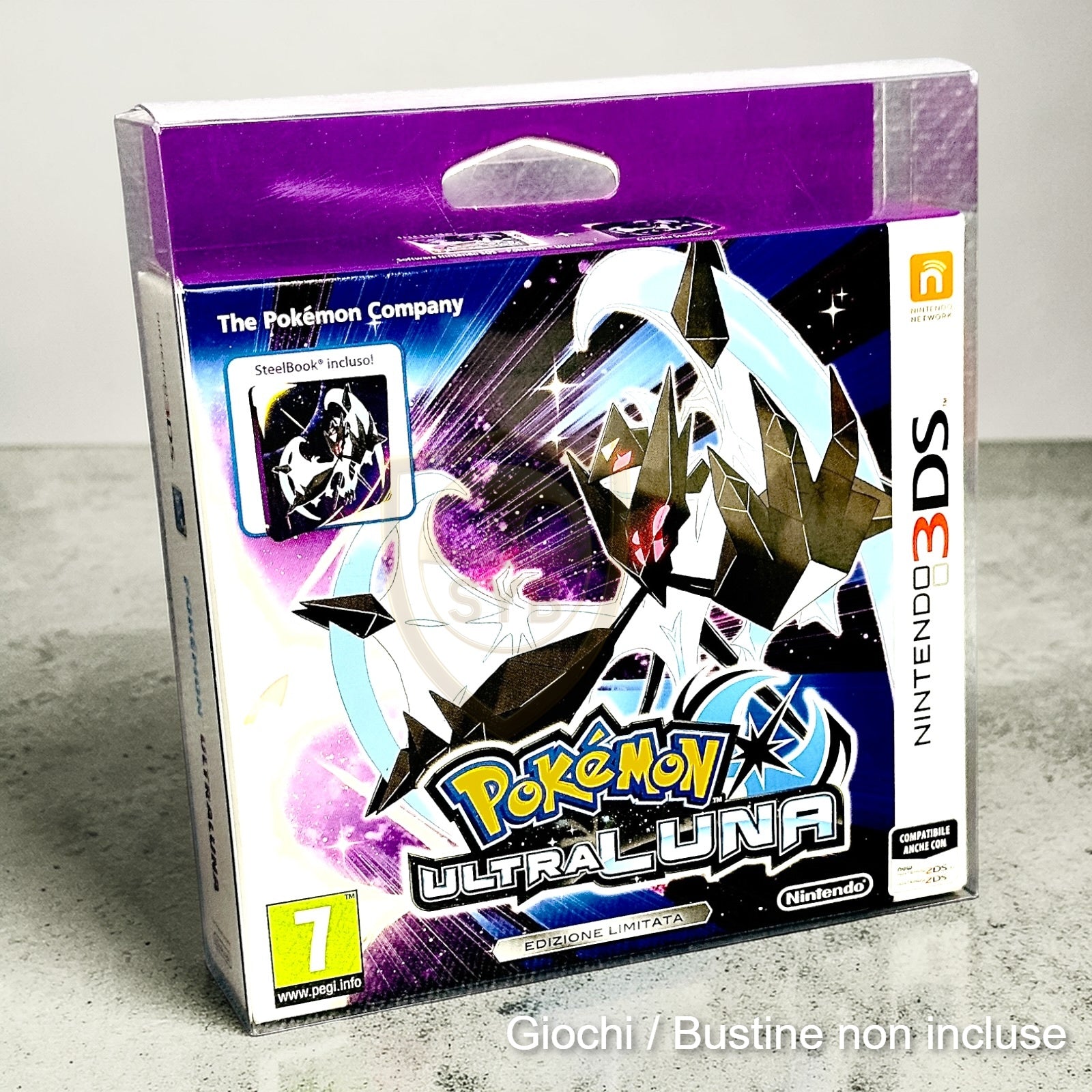 Custodia box steelbook 3ds limited edition semi-rigida pokemon Sole e luna rubino zaffiro