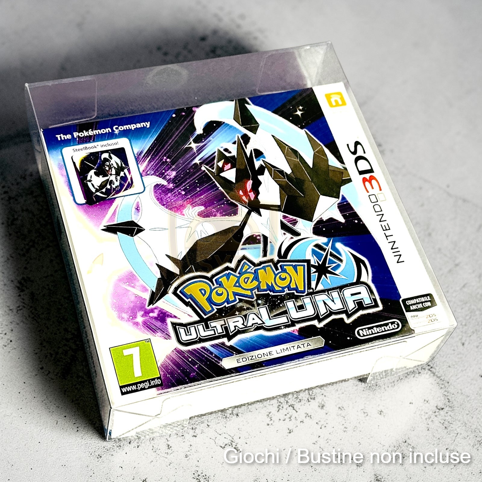 Custodia box steelbook 3ds limited edition semi-rigida pokemon Sole e luna rubino zaffiro