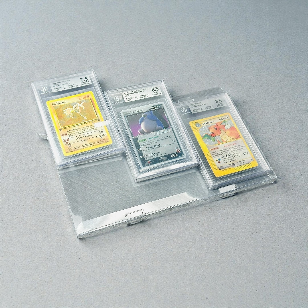 Cornice Rigida Trasparente per 3 Carte Gradate – Espositore BGS Display Case