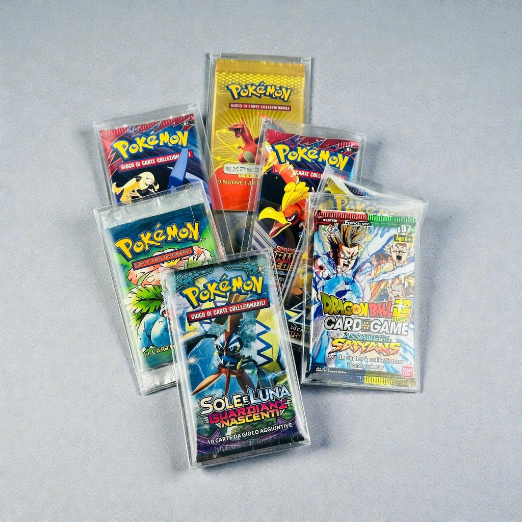 Teca Trasparente semi-rigida Protettiva per Bustine Pokémon, Yu-Gi-Oh!, One Piece, Dragonball, Magic